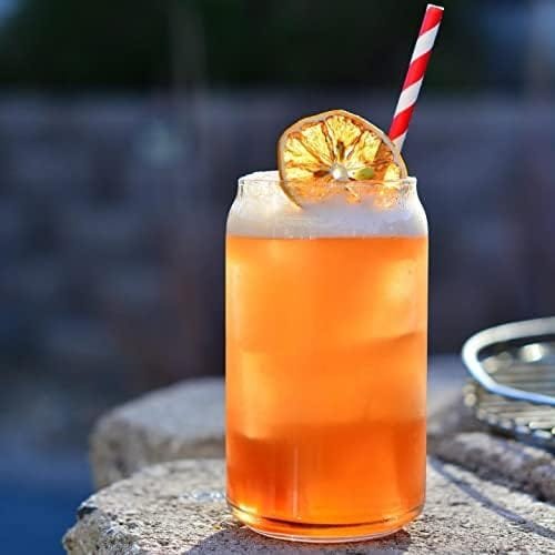 Le'raze Drinking Glasses Set of 10 - Can Shaped Kiddush Cups, 16oz Iced Tea Ice Coffee Glasses, Tumbler Cup, Clear Cocktail Whiskey Soda Water Beer Glasses - Image 8