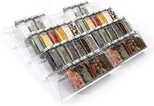 Clear Acrylic Spice Drawer Organizer, 4 Tier- 2 Set Expandable From 13" to 26" Seasoning Jars Drawers Insert, Kitchen Spice Rack Tray for Drawer/Countertop (Jars not included) - Image 9