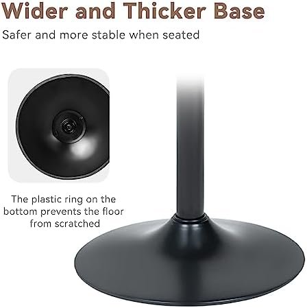 Nalupatio Swivel Bar Stools Set of 2 Seat Adjustable Height 24.5-33.5IN, Wooden Barstools PU Leather Upholstered Bar Chairs with Back & Footrest for Bar Kitchen Dining Room Black - Image 7