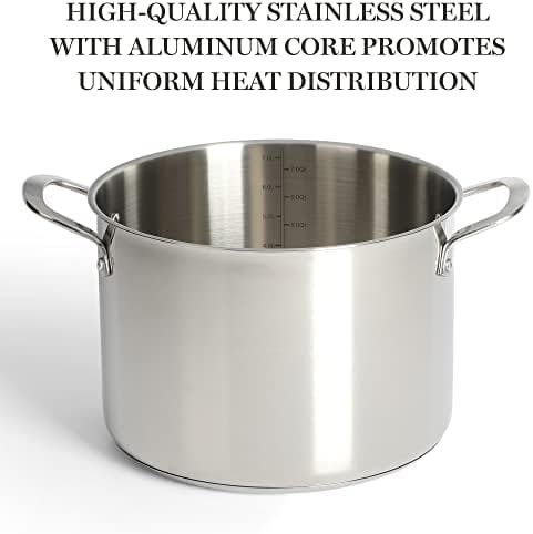 Martha Stewart Castelle 10 Piece 18/8 Stainless Steel Induction Safe Pots and Pans Non-Toxic Cookware Set - Image 4