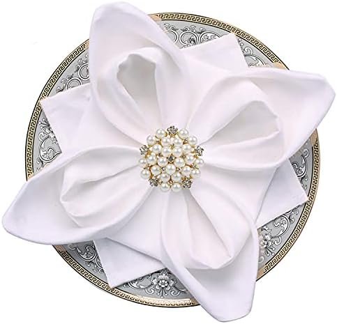 Elegant Pearls Napkin Rings Set of 12,Napkin Holder Ring Metal Buckles for Table Setting Decor at Thanksgiving,Christmas,Valentine's,Wedding,Parties,Holiday-Gold Ring White Pearls Bling Rhinestones. - Image 10