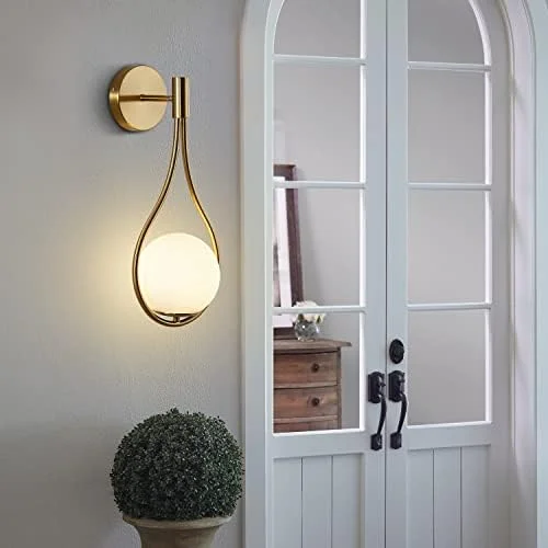 KCO Wall Sconce Mid-Century Drop Design Wall Mounted Light Brushed Brass Wall Lamps, Wall Mount Light Fixture for Bedside Living Room (2 Pack) - Image 4