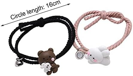 tbpersicwT Exquisite Bracelet, 2 Pieces of Couple Bracelet Cartoon Magnetic Matching Couple Wristband Jewelry Valentine's Day Fashion Accessories - Image 7