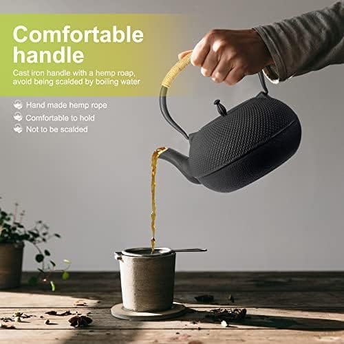 suyika Japanese Tetsubin Cast Iron Teapot Tea Kettle pot with Stainless Steel Infuser for Stovetop Safe Coated with Enameled Interior 60 oz / 1800ml - Image 6