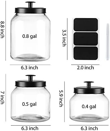 Clear Glass Kitchen Canister Set, Cookie Jar, Food Storage Container, Bathroom Jar with Metal Airtight Lid (Black) - Image 9