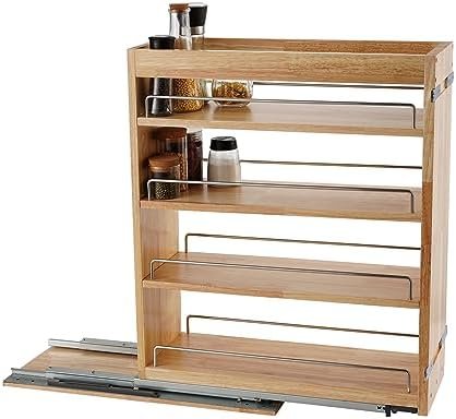 DINDON Pull Out Spice Rack Organizer for Cabinet, (5"W x 21.9"D x 25.2"H) Multi-Use Soild Wood Pull Out Cabinet Organizer Slide Out Shelf Sliding Base Cabinet Storage for Kitchen, Pantry Organization - Image 5