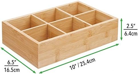 mDesign Bamboo Tea & Food Storage Organizer Container Box - Wooden Holder Case for Tea Bags, Coffee, Snacks, Sugar, Sweeteners, and Small Packets - Echo Collection - Natural Wood - Image 5