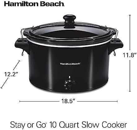 Hamilton Beach Slow Cooker, Extra Large 10 Quart, Stay or Go Portable With Lid Lock, Dishwasher Safe Crock, Black (33195) - Image 9