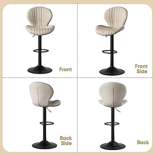 Nalupatio Bar Stools Set of 2 Modern Swivel Bar Chairs, Barstools Counter Height with High Backrest, Easy 3-5 Minute Assembly for Bar, Kitchen, Dining Room Beige - Image 7