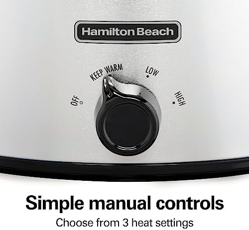 Hamilton Beach 6-Quart Slow Cooker with 3 Cooking Settings, Dishwasher-Safe Stoneware Crock & Glass Lid, Silver (33665) - Image 6