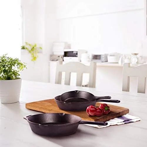Cuisinel Cast Iron Skillets Set - 3-Piece: 6" + 8" + 10"-Inch Chef Frying Pans - Pre-Seasoned Cookware + 3 Heat-Resistant Handle Cover Grips - Indoor/Outdoor Use - Grill, Stove, BBQ, Fire, Oven Safe - Image 6