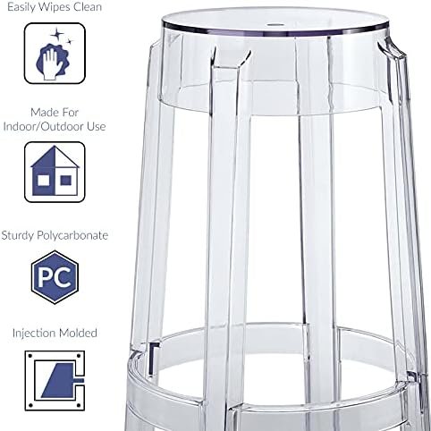 Modway Casper Modern Acrylic Counter Bar Stool in Clear - Fully Assembled - Image 5