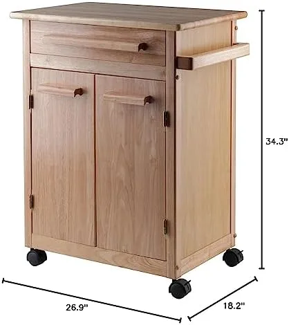 Winsome Wood Single Drawer Kitchen Cabinet Storage Cart, Natural - Image 11