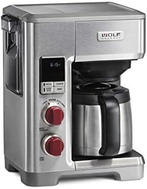 WOLF GOURMET Programmable Coffee Maker System with 10 Cup Thermal Carafe, Built-In Grounds Scale, Removable Reservoir, Red Knob, Stainless Steel (WGCM100S) - Image 2