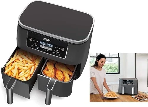 Ninja DZ100 Foodi 4-in-1, 8-qt., 2-Basket Air Fryer with DualZone Technology, DZ100 8-qt BLACK - Image 2