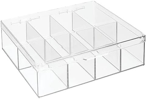 mDesign Plastic Tea Bag Divided Storage Organizer Container Box with Hinge Lid for Kitchen Cabinet, Countertop, Pantry, Holds Tea Bags, Seasoning Packets, Condiments, 8 Sections, Clear - Image 10