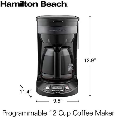 Hamilton Beach 12 Cup Programmable Drip Coffee Maker with 3 Brew Options, Glass Carafe, Auto Pause and Pour, Black Stainless (46293) - Image 8