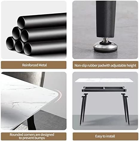 Dining Table 55"Inches Rectangle Marble Kitchen Table,White Dining Room Table with Sintered Stone Top and Metal Legs,Mid Century Modern Dinner Table for Dining Room - Image 7