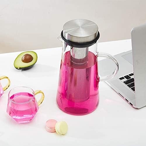 Karafu Glass Pitcher with Lid & Infuser, 60 Oz Thicker Carafe with Stainless Steel Infuser & High Heat Resistance, Glass Jug for Fridge, Hot/Cold Water, Infused Fruit Tea & Juice Beverage - Image 8