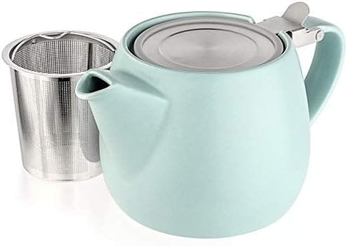 Tealyra - Pluto Porcelain Small Teapot Turquoise - 18.2-ounce (1-2 cups) - Matte Finish - Stainless Steel Lid and Extra-Fine Infuser To Brew Loose Leaf Tea - 540ml - Image 2