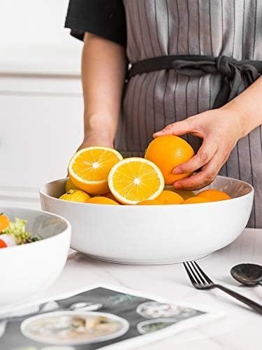 LAUCHUH 3.2 Quarts Porcelain Serving Bowl Set 11" Salad Bowl Set Pasta Bowls 2 Pack, Large Ceramic Bowl Set White for Entertaining, Party - Image 7