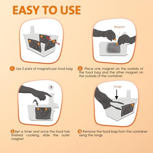 Sous Vide Weight Magnets by AKS Co - 10-Pack Food Safe Silicone-Coated Magnets, Designed for Sous Vide Machines to Immerse Food Bags & Prevent Floating/Undercooking - Includes Kitchen Tongs - Image 6