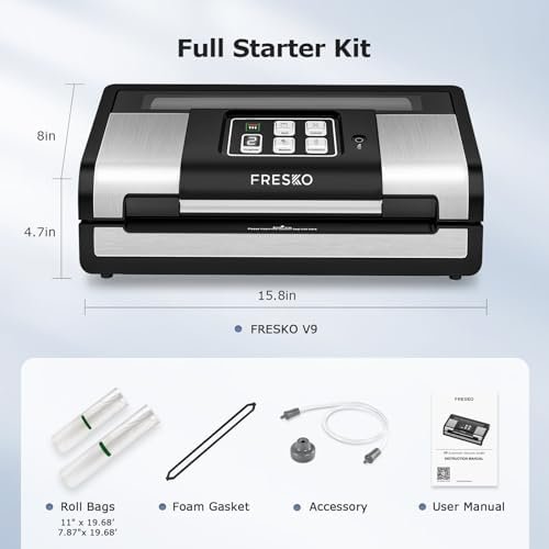 FRESKO Smart Vacuum Sealer Pro, Full Automatic Food Sealer Machine with Auto Dry/Moist Detection, Roll Bag and Built-in Cutter, Powerful Seal a Meal Sealer Machine for Food Stoarge and Saver - Image 9