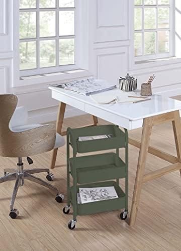 SunnyPoint 3-Tier Delicate Compact Rolling Metal Storage Organizer - Mobile Utility Cart Kitchen/Under Desk Cart with Caster Wheels (Army, Compact (15.5" X 26.8" X 10.27")) - Image 5