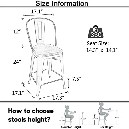 Aklaus Swivel Metal Bar Stools with Backs Counter Stools Set of 4 Counter Height Stools High Back Bar Chairs 24 Inch Barstools Farmhouse Matte Black - Image 4