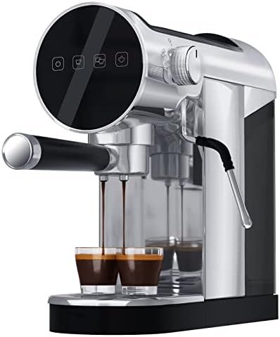 skyehomo Espresso Machine, 20 Bar Espresso Coffee Maker with Milk Frother Steamer, Espresso and Cappuccino latte Maker, Espresso Coffee Machine with Digital Touch Panel, 1250W, Stainless Steel - Image 2