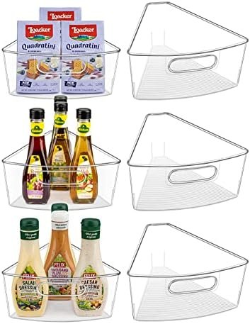 JEISSLIA Lazy Susan Cabinet Organizer Bins for 26" or 28" Diameter Corner Lazy Susan, Plastic Cabinet Storage Bin, 1/8 Wedge-Food Safe, BPA Free, with Non-slip Pads (For 26" Lazy Susan, 6 Pack) - Image 2