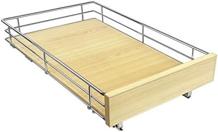 LYNK PROFESSIONAL® SELECT™ Pull Out Cabinet Organizer - Lifetime Limited Warranty- Slide Out Drawers for Kitchen Cabinets - Sliding Pantry Shelves - Roll Out Shelf for Pots, Pans 14" x 21" Wood-Chrome - Image 8