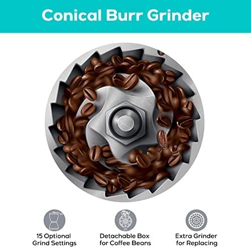 CASABREWS Espresso Machine With Grinder, 20 Bar Professional Espresso Maker With Milk Frother Steam Wand, Barista Cappuccino Machine With Removable Water Tank for Lattes, Stainless Steel Gift, Black - Image 5