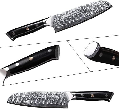 TURWHO Professional Santoku Knife 7 inch - Classic Damascus pattern Japanese VG-10 Steel Chef Knife - Image 8
