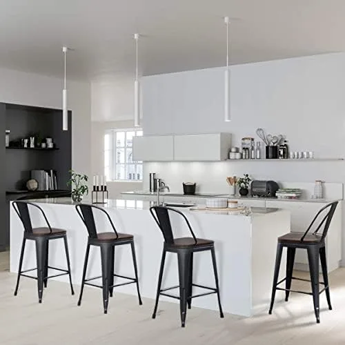 Aklaus Swivel Metal Bar Stools with Backs Counter Stools Set of 4 Counter Height Stools High Back Bar Chairs 24 Inch Barstools Farmhouse Matte Black - Image 8