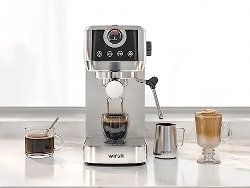 wirsh Espresso Machine, 20 Bar Espresso Maker with Plastic Free Portafitler and Steamer for Latte and Cappuccino,Expresso Coffee Machine with Pressure Gauge,Touch Screen (Home Barista Plus) - Image 3