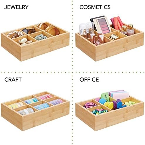 mDesign Bamboo Tea & Food Storage Organizer Container Box - Wooden Holder Case for Tea Bags, Coffee, Snacks, Sugar, Sweeteners, and Small Packets - Echo Collection - Natural Wood - Image 8