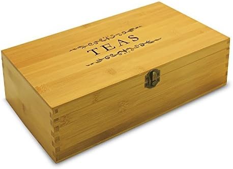Cookbook People Multikeep Adjustable Tea Box 128 Tea Bag Storage Organizer Bamboo Latching Lid (Tea Filigree) - Image 8