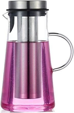 Karafu Glass Pitcher with Lid & Infuser, 60 Oz Thicker Carafe with Stainless Steel Infuser & High Heat Resistance, Glass Jug for Fridge, Hot/Cold Water, Infused Fruit Tea & Juice Beverage - Image 2