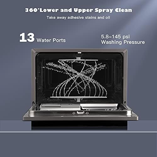 COSTWAY Countertop Dishwasher, 6 Place Settings Built-in Dishwasher with 72 H Preserve, Air Dry Function, LED Touch Control and 5 Washing Programs, Dish Washer for Small Apartments, Dorms, Boats, RVs - Image 6