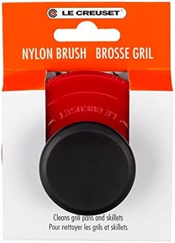 Le Creuset Enameled Cast Iron Signature Iron Handle Skillet, 11.75" (2-3/8 qt.), Marseille & Nylon Brush, 3 1/4", Cerise - Image 8