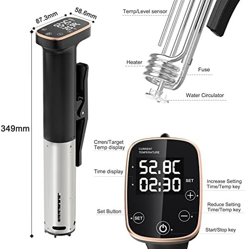 OOIIOR Sous Vide Machine Precision Cooker, 1100W Sous Vide Cooker Immersion Circulators Joule Sous Vide Souvi Cooker, IPX7 Waterproof, Ultra-quiet Working, Accurate Temperature Time Control - Image 8