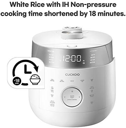 CUCKOO IH Twin Pressure Rice Cooker 23 Menu Options: White, GABA, Scorched, Porridge, & More, LED Screen, Fuzzy Logic Tech, 6 Cup / 1.5 Qt. (Uncooked) CRP-LHTR0609F White/Gray, Stainless Steel Feature - Image 8