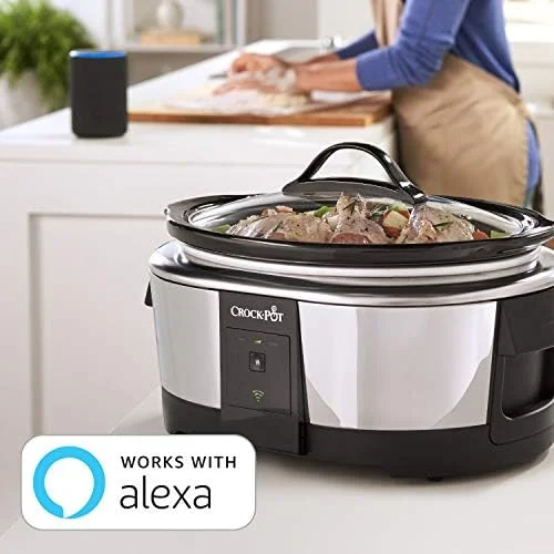 Crock-Pot 6 Quart Programmable Slow Cooker and Food Warmer Works with Alexa, Stainless Steel (2139005) - Image 3