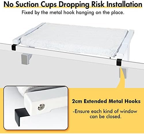 Zoratoo Window Sill Mount Cat Perch for Indoor Cats, One-Step Sliding Adjustment Cat Hammock Window Seat with Removable Two Fabrics Covers, No Suction Cups Cat Beds for Windowsill & Bedside (L) - Image 5