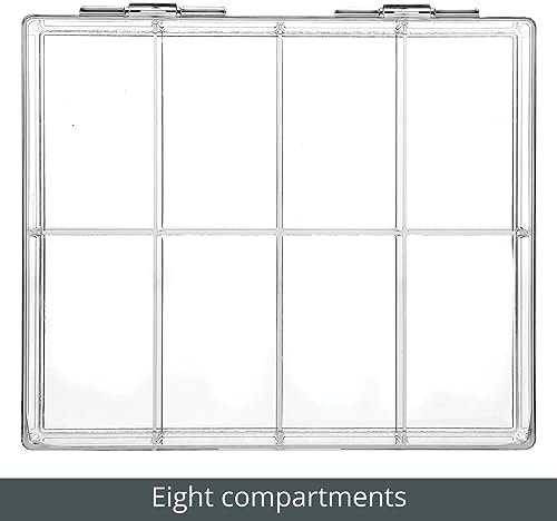 mDesign Plastic Tea Bag Divided Storage Organizer Container Box with Hinge Lid for Kitchen Cabinet, Countertop, Pantry, Holds Tea Bags, Seasoning Packets, Condiments, 8 Sections, Clear - Image 6