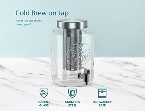 Kook 1 Gallon Mason Jar Drink Dispenser, Thick Glass Carafe, Stainless Steel Spigot and Mesh Filter, Premium Iced Coffee Maker, Cold Brew Pitcher & Tea Infuser - Image 7