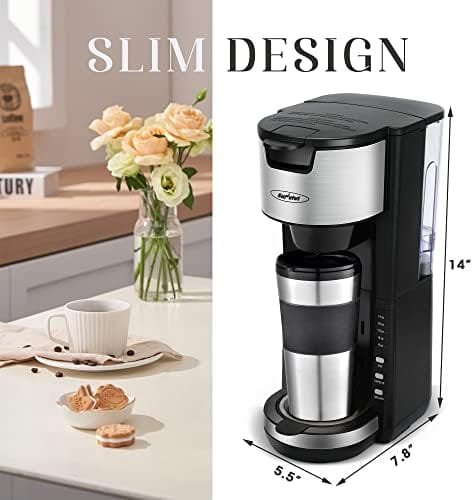 Sunvivi Single Serve Coffee Maker For Single Cup Pods & Ground Coffee with 30 Oz Detachable Reservoir, 3 levels One Cup Adjustable Drip Tray Suitable for 7" Travel Tumbler - Image 6