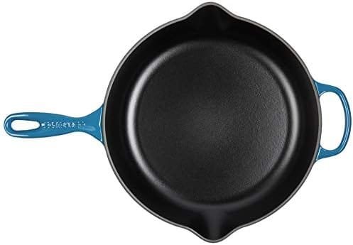 Le Creuset Enameled Cast Iron Signature Iron Handle Skillet, 11.75" (2-3/8 qt.), Marseille & Nylon Brush, 3 1/4", Cerise - Image 5