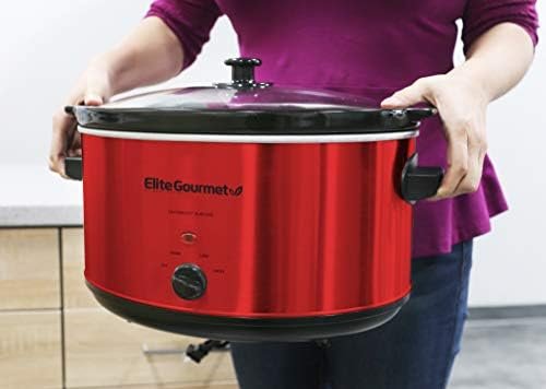 Elite Gourmet MST-900RXT Electric Ceramic XL Jumbo Slow Cooker, Adjustable Temp, Entrees, Sauces, Stews & Dips, Dishwasher Safe Glass Lid & Crock, 8.5 Quart, Metallic Red - Image 6